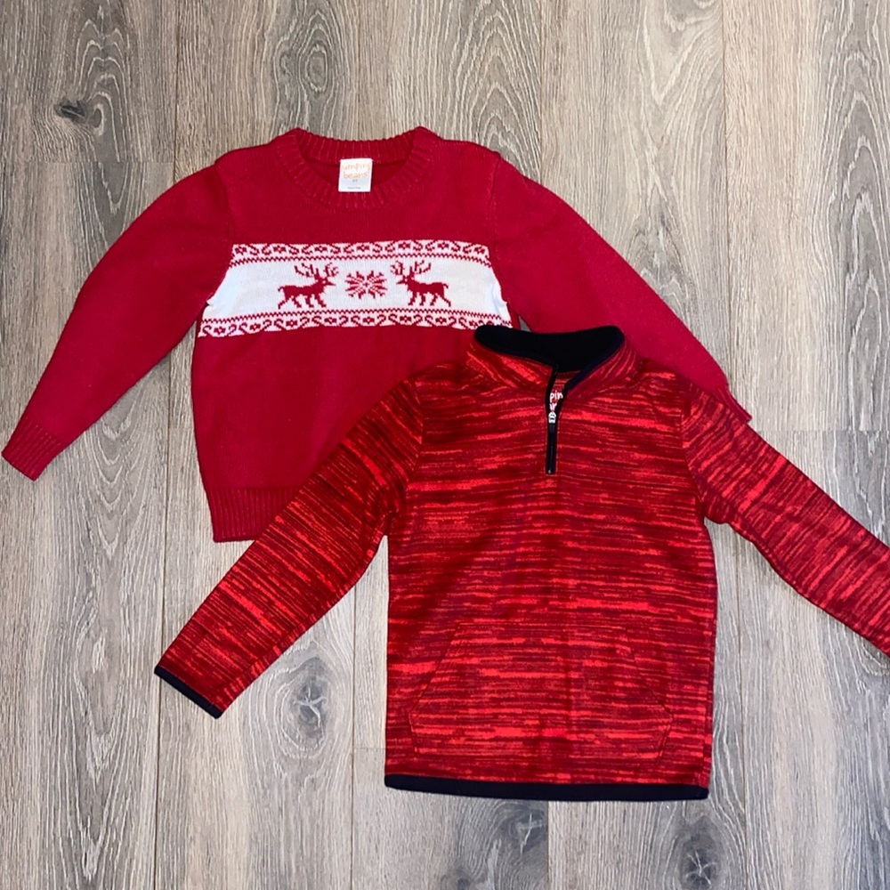 Bundle of sweater and fleece pullover